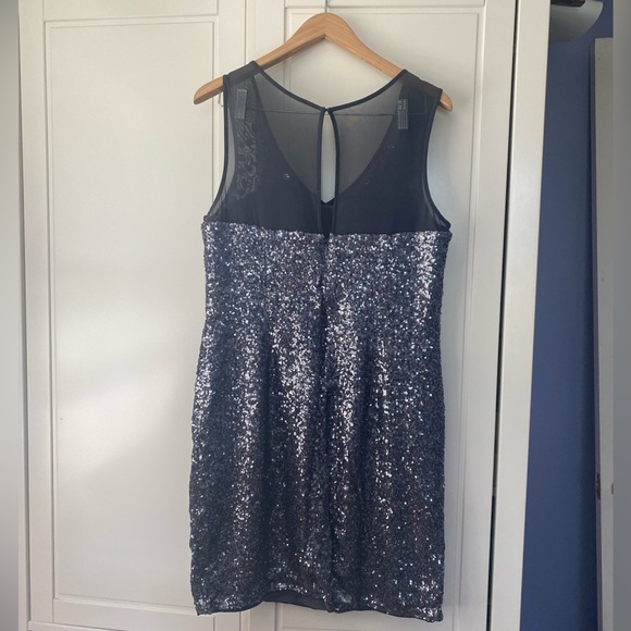 Beautiful classy formal sequin dress dark grey with rhinestones fully lined - Picture 3 of 14